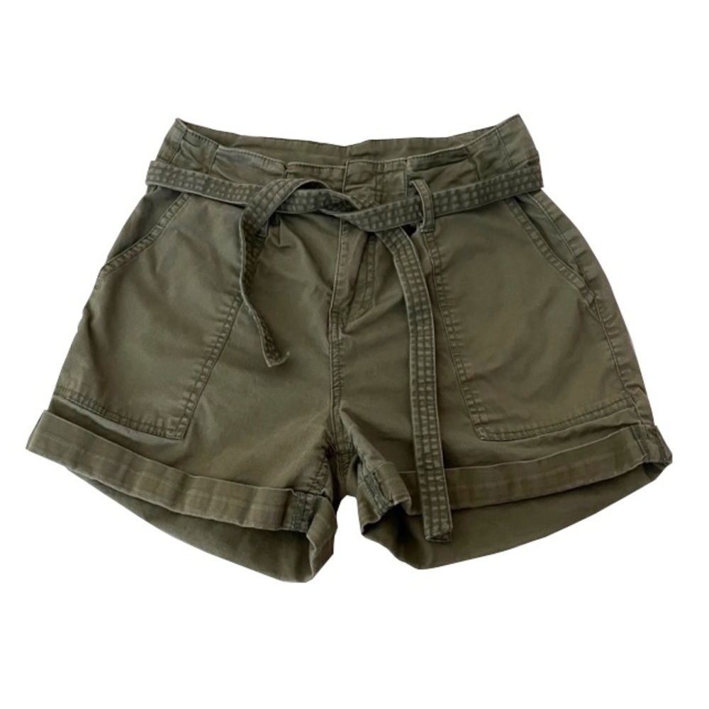 Vanilla Star Olive Green Belted Shorts